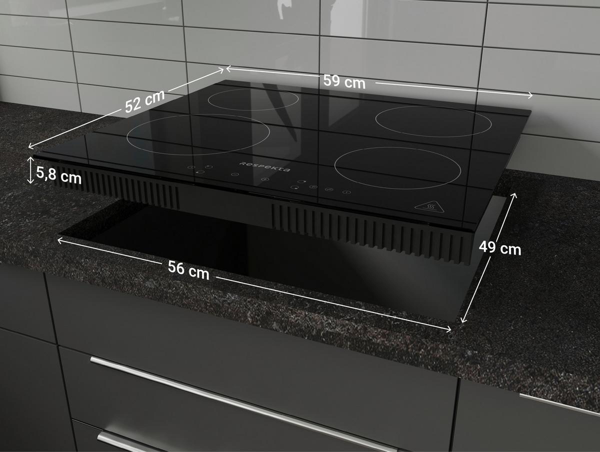 Induktionskochfeld Respekta km4295i-28 - Schwarz, Trend, Glas (59/5,8/52cm) - Respekta