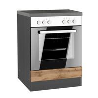 Herdumbauschrank Turin B: 60cm Graphitfarben/Eiche +Arbeitsplatte - Eiche Wotan/Graphitfarben, Design, Holzwerkstoff (60/86/60cm) - Held