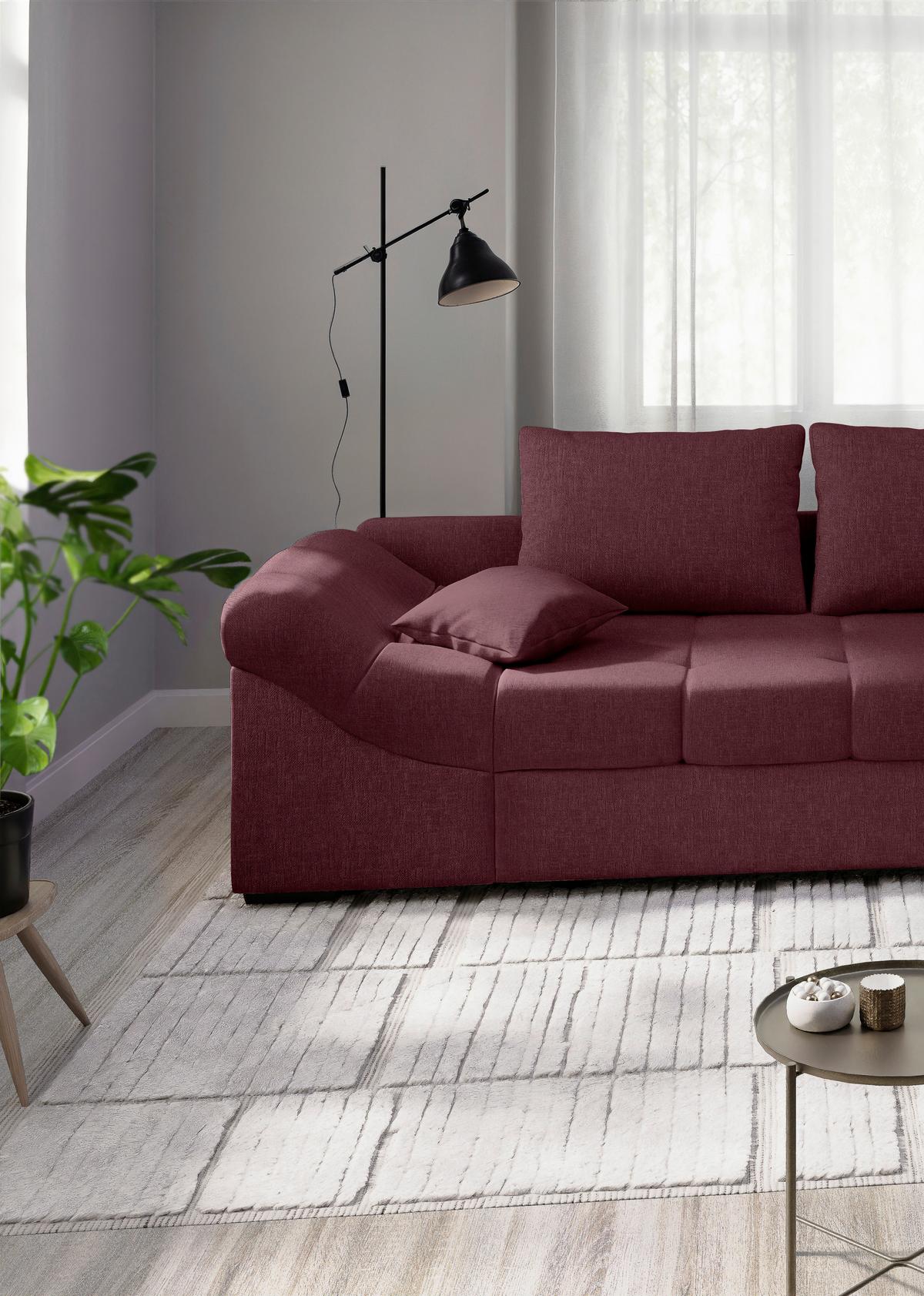 Eckschlafsofa Alvito Bordeaux S: 298x202 Cm - Bordeaux/Schwarz, MODERN, Textil (298/202cm) - MID.YOU