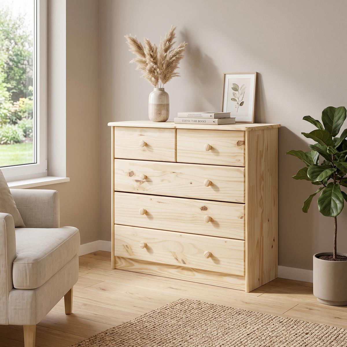 KOMMODE Naturfarben B: 81cm - Naturfarben, Natur, Holz (81/75/35cm) - Livetastic