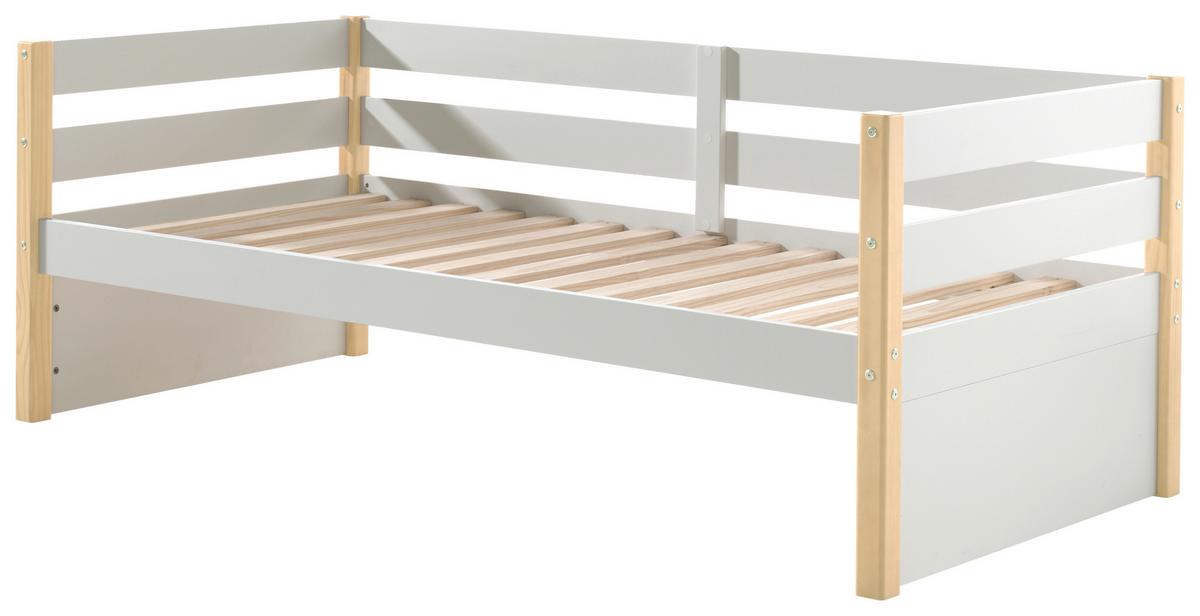 BETT Margrit Weiß 90x200 cm - Weiß/Kieferfarben, MODERN, Holz/Holzwerkstoff (90/200cm) - MID.YOU
