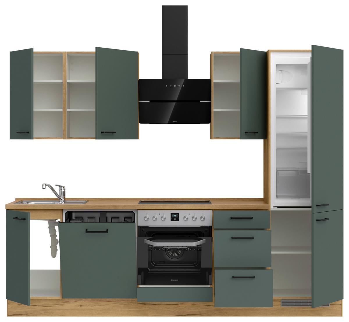 Küchenleerblock Easytouch High-Line, H6 Rechts - Dunkelgrün/Eichefarben, MODERN, Holzwerkstoff (270cm) - Nobilia