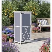 Záhradný domček na náradie Nella, drevený - sivá/biela, Modern, drevo (69,5/52/142,5cm) - Bessagi Garden