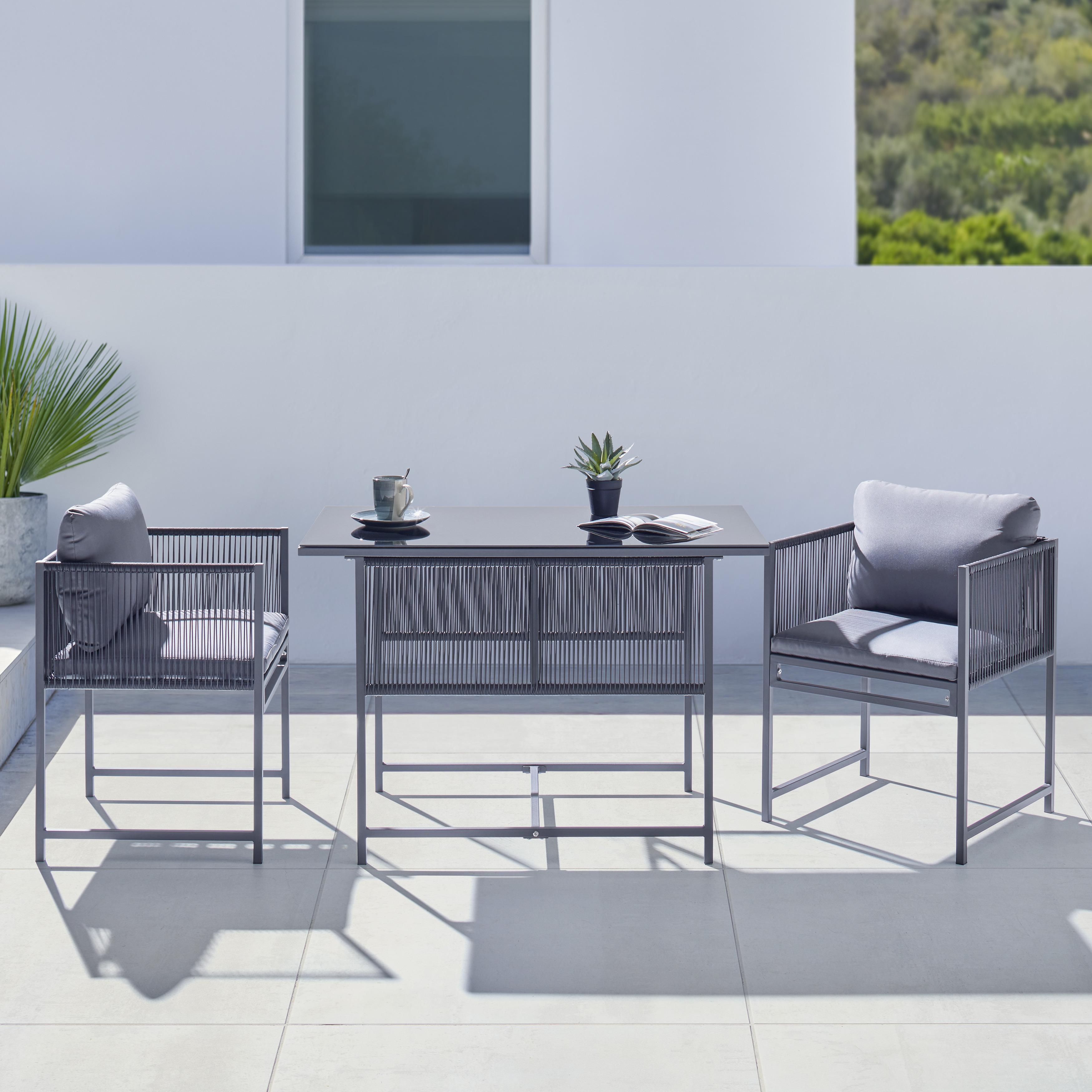 Záhradní Souprava Stela - šedá/černá, Moderní, kov/textil - Bessagi Garden