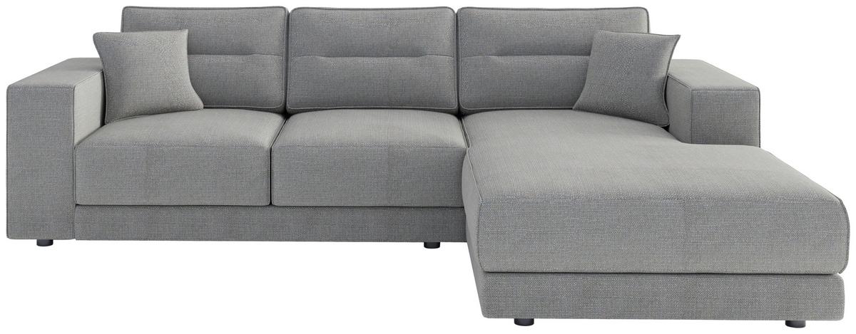 Ecksofa Verona Hellgrau S: 272x195 Cm - Hellbraun/Edelstahlfarben, Design, Textil (272/195cm) - Livetastic