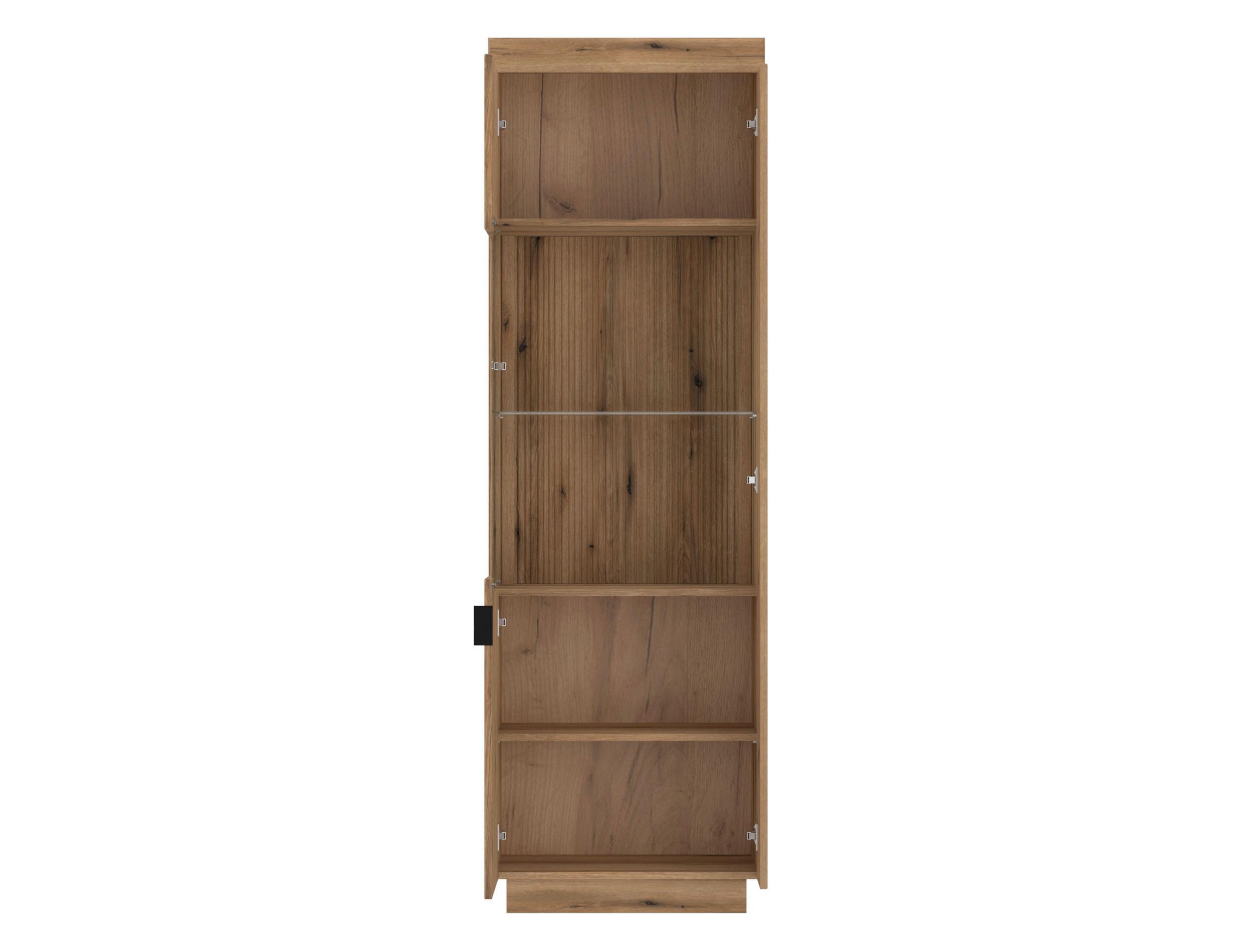 Vitrine Delamar Eichefarben B: 62,2 cm - Eichefarben/Schwarz, Trend, Glas/Holzwerkstoff (62,2/197,8/39,6cm)