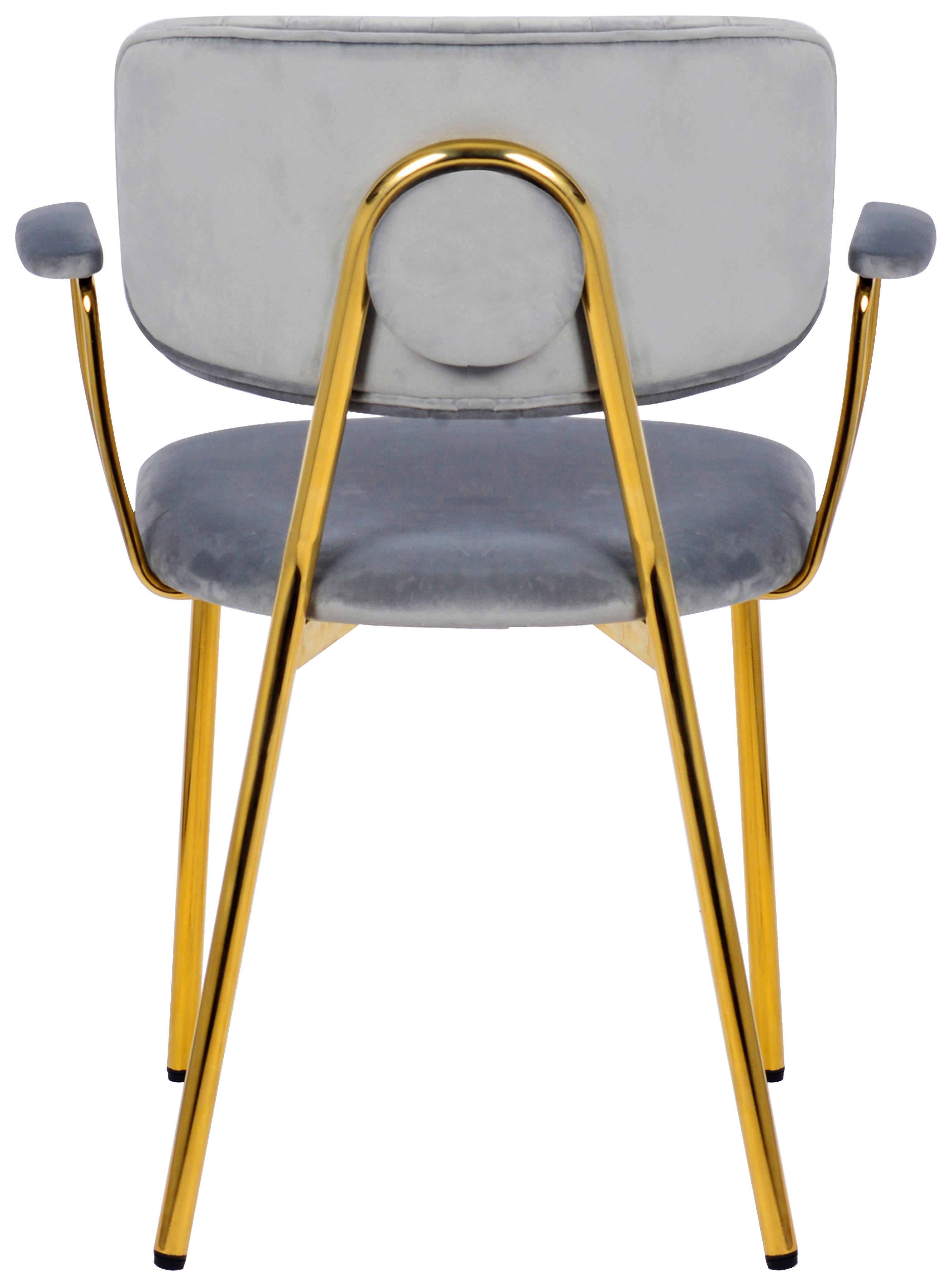 Stuhl-set Giselle 225 Grau - Goldfarben/Grau, Design, Kunststoff/Metall (63/80/51cm) - Kayoom