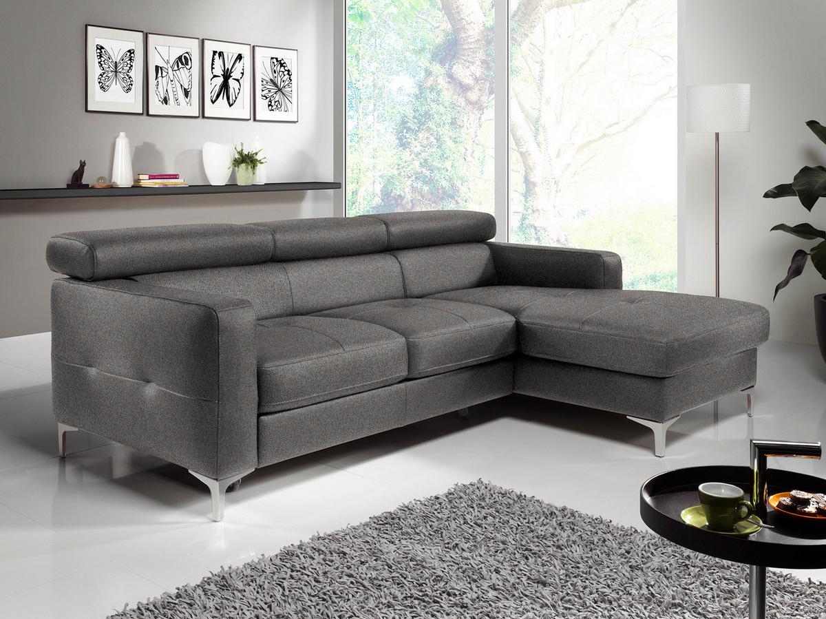 Ecksofa Mit Schlaffunktion Sammy Graubraun - Chromfarben/Graubraun, Design, Textil (226/169cm) - Livetastic