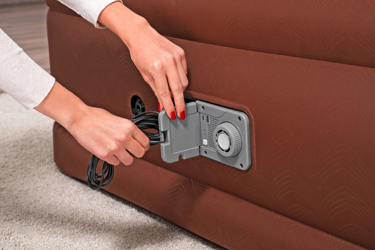 Luftbett Anastasia 203x152x51 Cm Bis 350kg, Inkl. Pumpe - Braun/Grau, KONVENTIONELL, Kunststoff/Metall (203/152/51cm) - Bestway