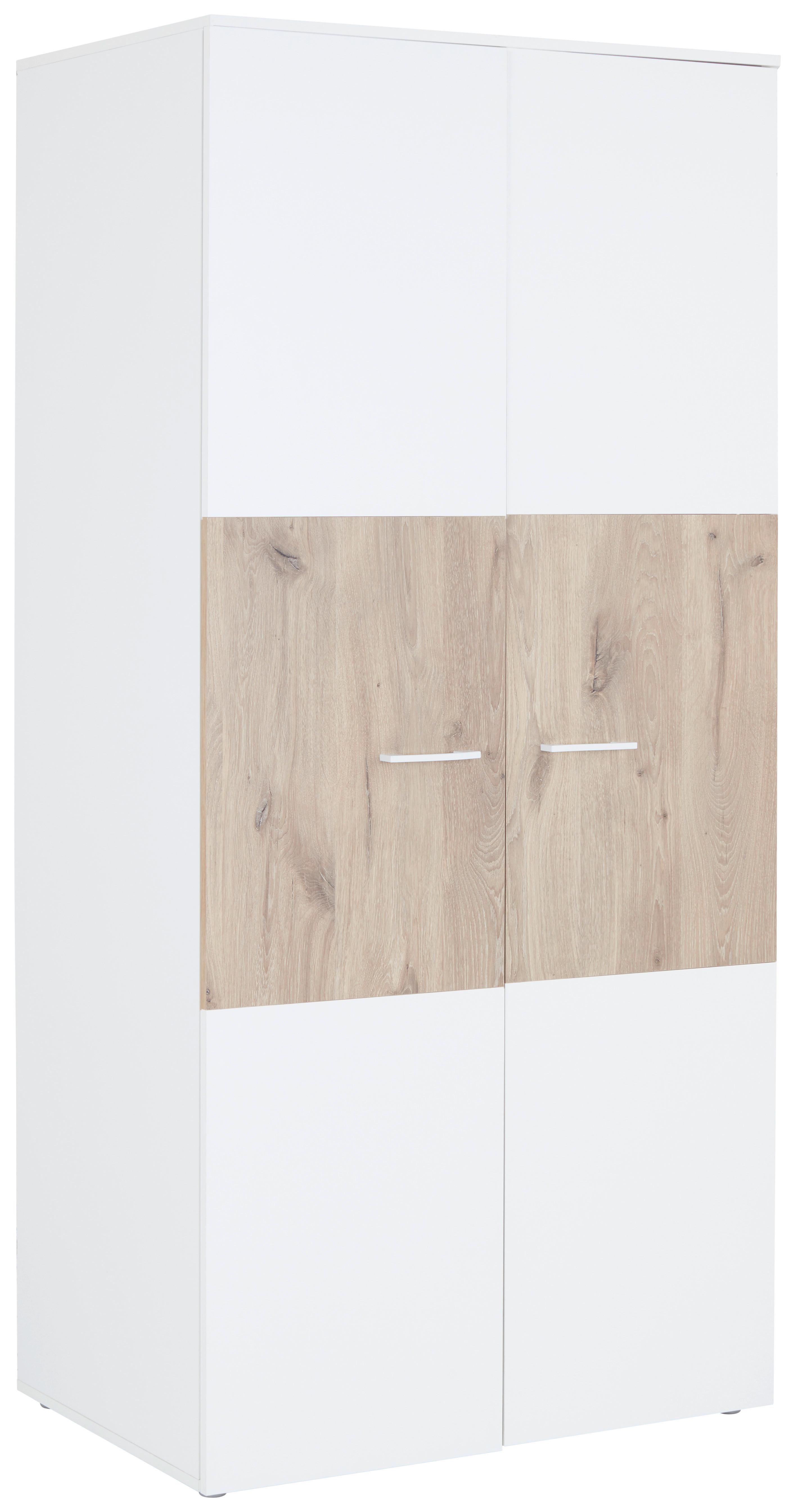 Kleiderschrank Alex - Eichefarben/Weiß, KONVENTIONELL, Holzwerkstoff (90/195/60cm)