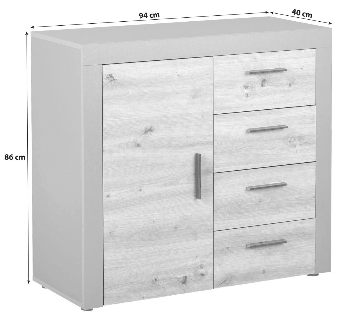 Kommode Corbeto 1t4s - Anthrazit/Schwarz, KONVENTIONELL, Holzwerkstoff (94/86/40cm) - MID.YOU