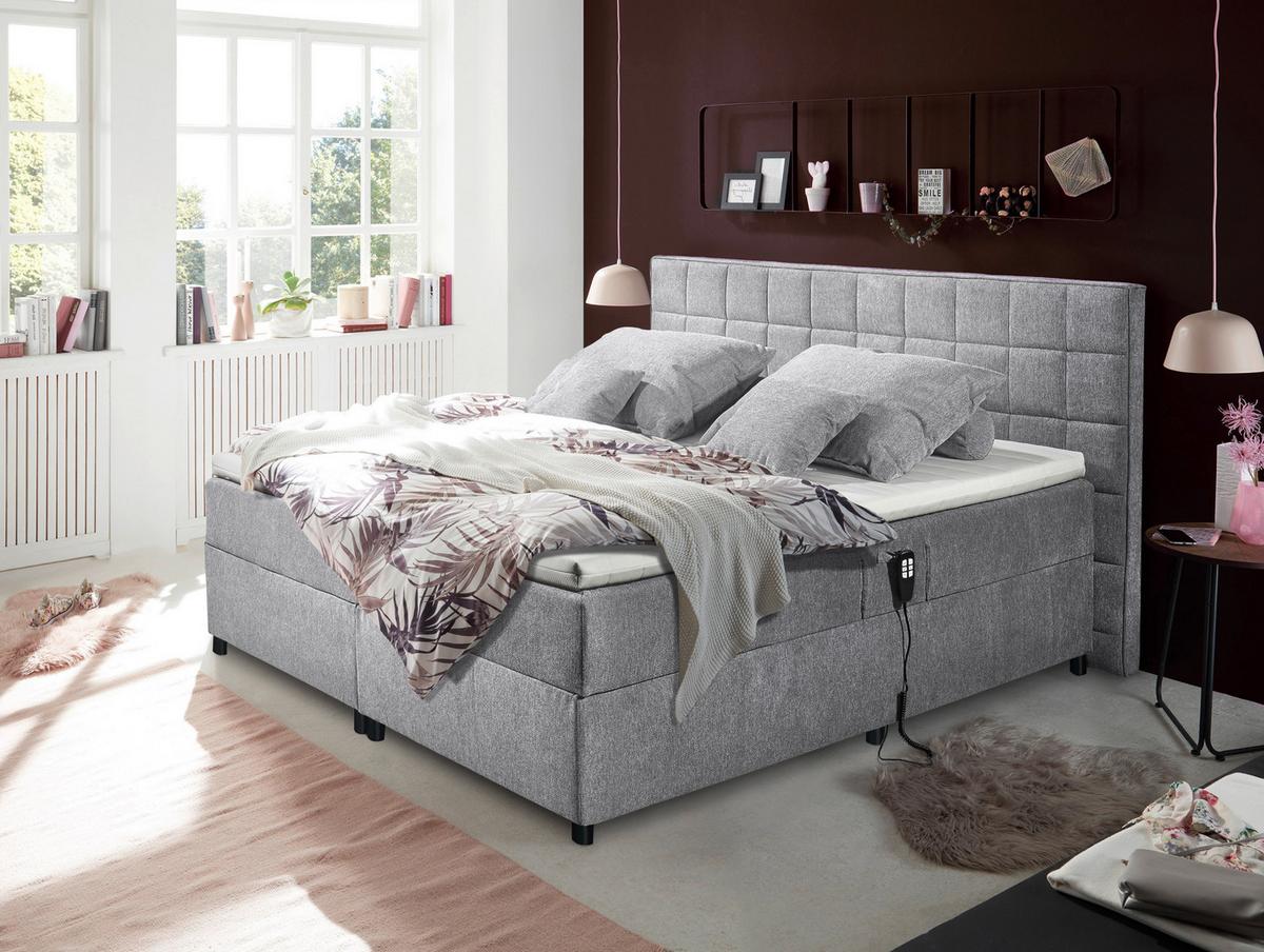 Polsterbett Verstellbar Mit Topper 180x200 Mariborsko - Silberfarben/Hellgrau, Basics, Holzwerkstoff/Textil (180/200cm) - MID.YOU