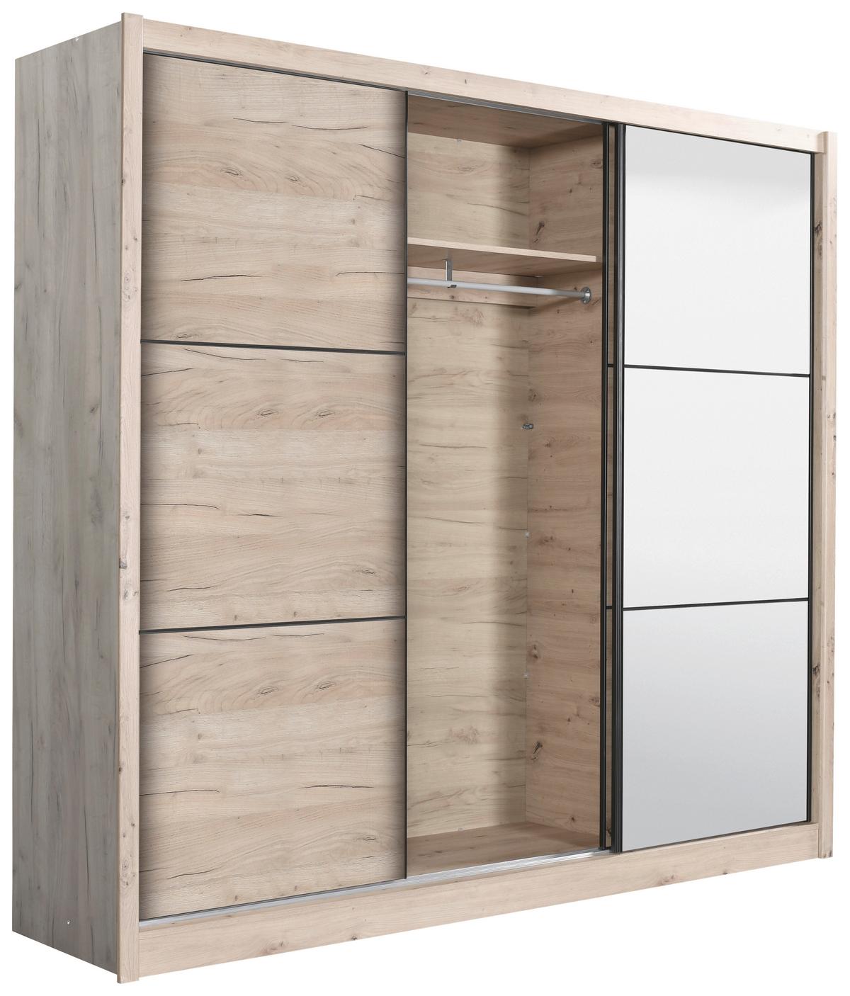 Tolóajtós Szekrény Navara 242/215,5 Cm - tölgyfa, Basics (242/215,5/60,5cm)