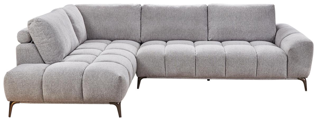 Sofa Orlando Webstoff Grau, S: 204x294 - Naturfarben/Grau, MODERN, Holz/Textil (204/294cm)