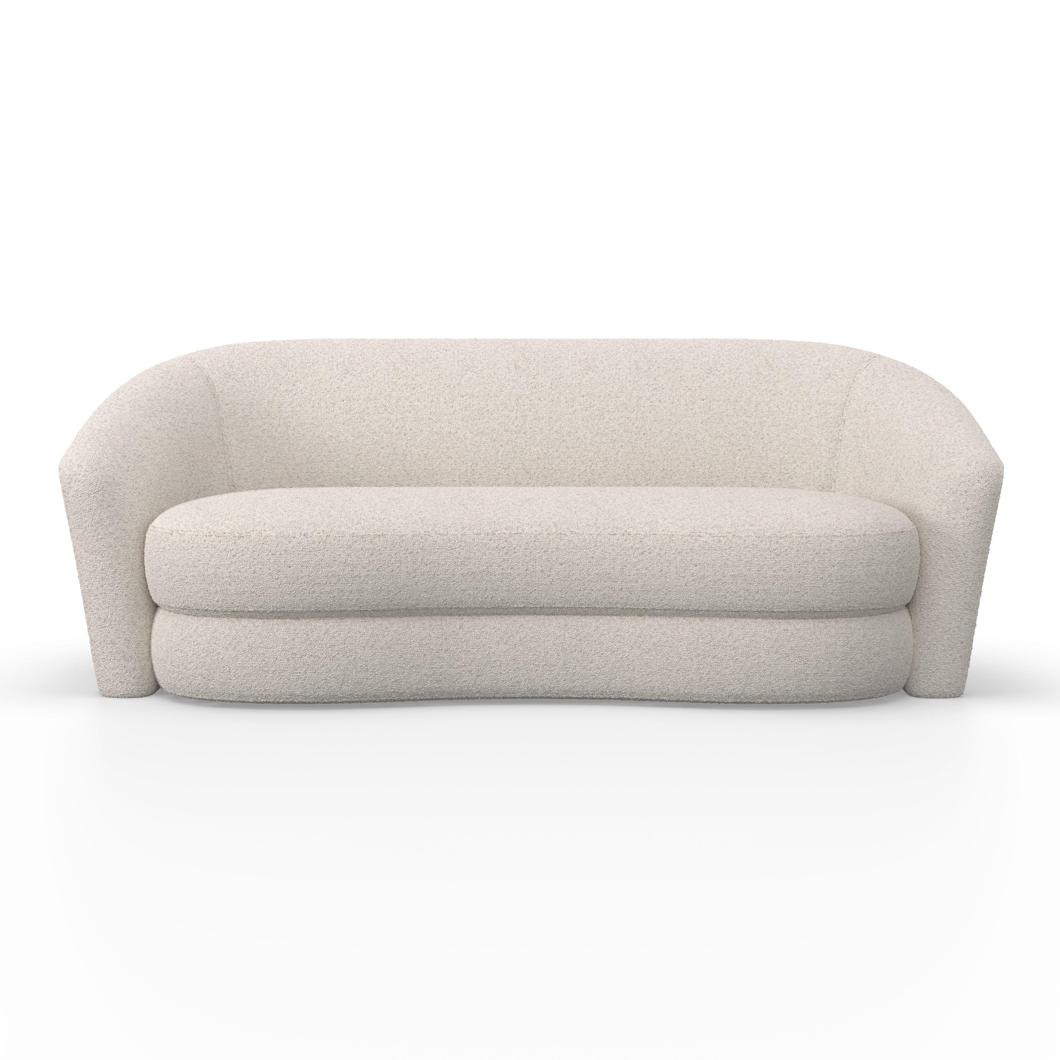 Pohovka ISABEL, krémová látka Teddy - čierna/krémová, Modern, drevo/textil (197/72/86cm) - Bessagi Home