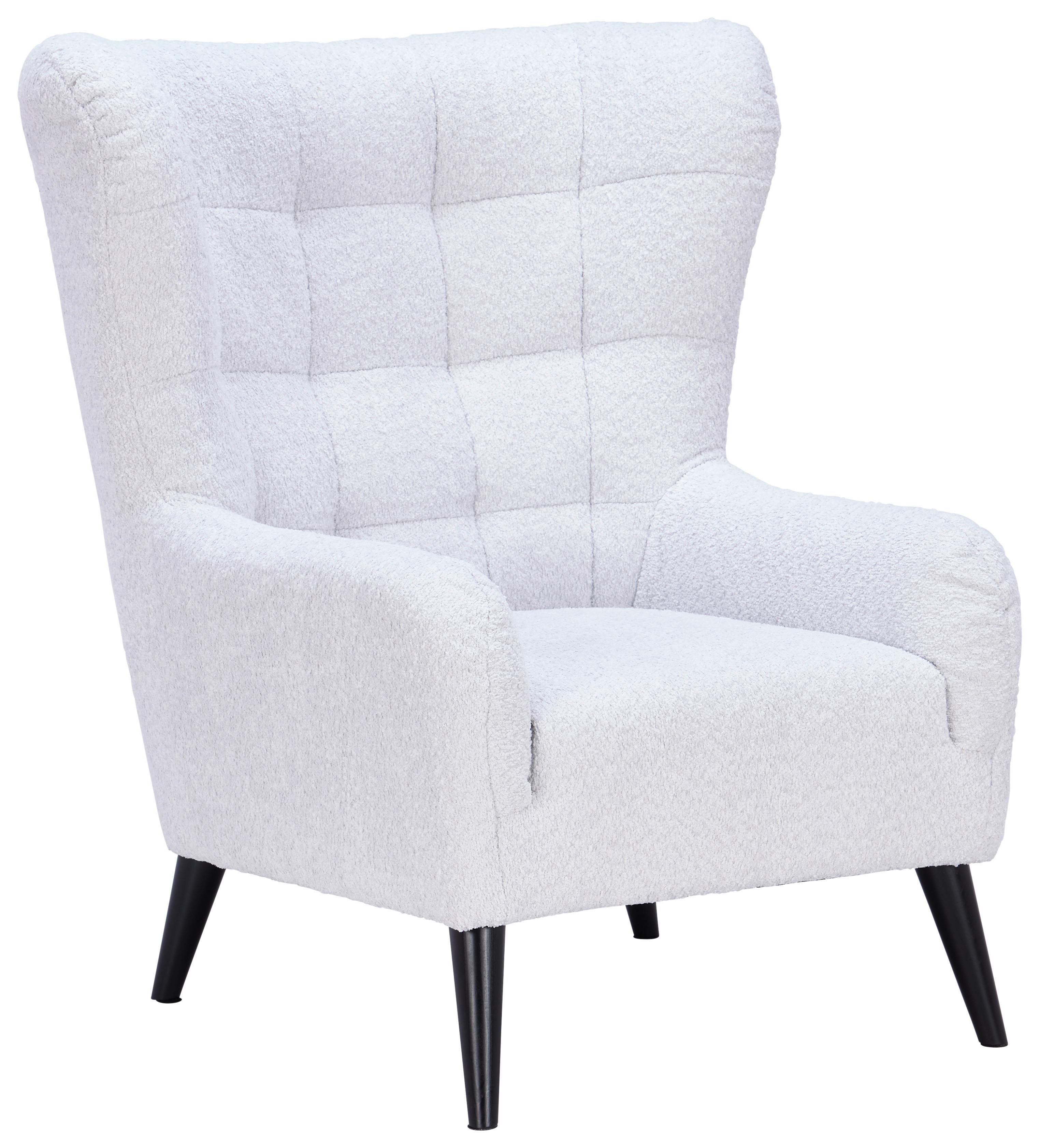 Ohrensessel Casey Bouclé Synthetikfaser Hellgrau - Hellgrau/Schwarz, MODERN, Textil (94/107/86cm)