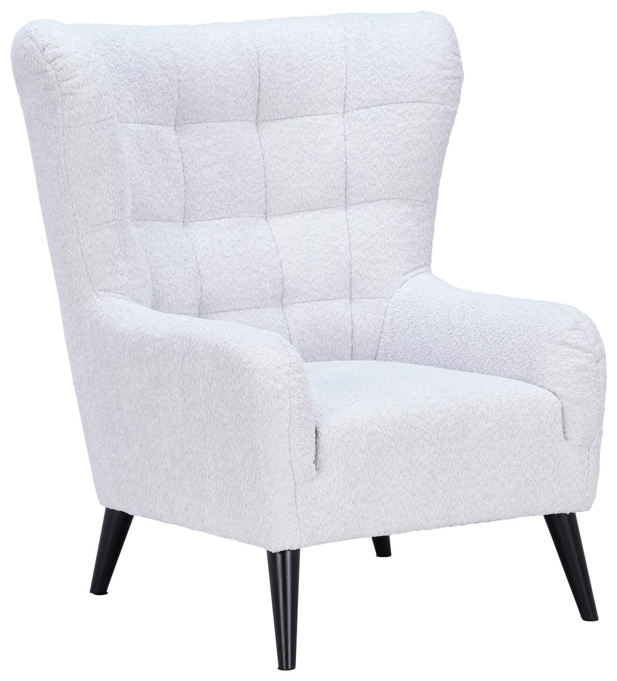 Ohrensessel Casey Bouclé Synthetikfaser Hellgrau - Hellgrau/Schwarz, MODERN, Textil (94/107/86cm)