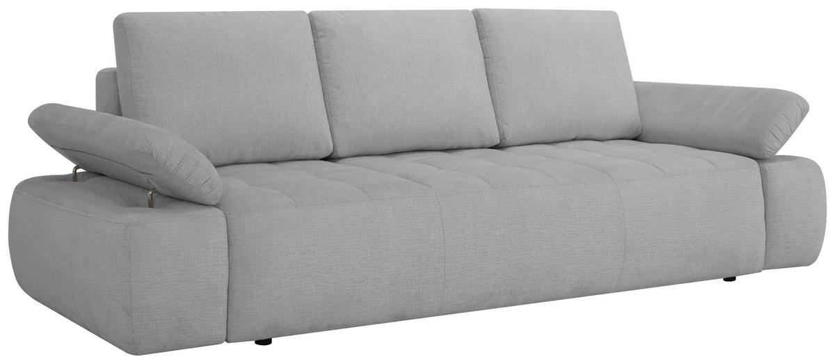 Schlafsofa Madox Hellgrau B: 255 cm - Hellgrau/Schwarz, Design, Textil (255/89/109cm) - MID.YOU
