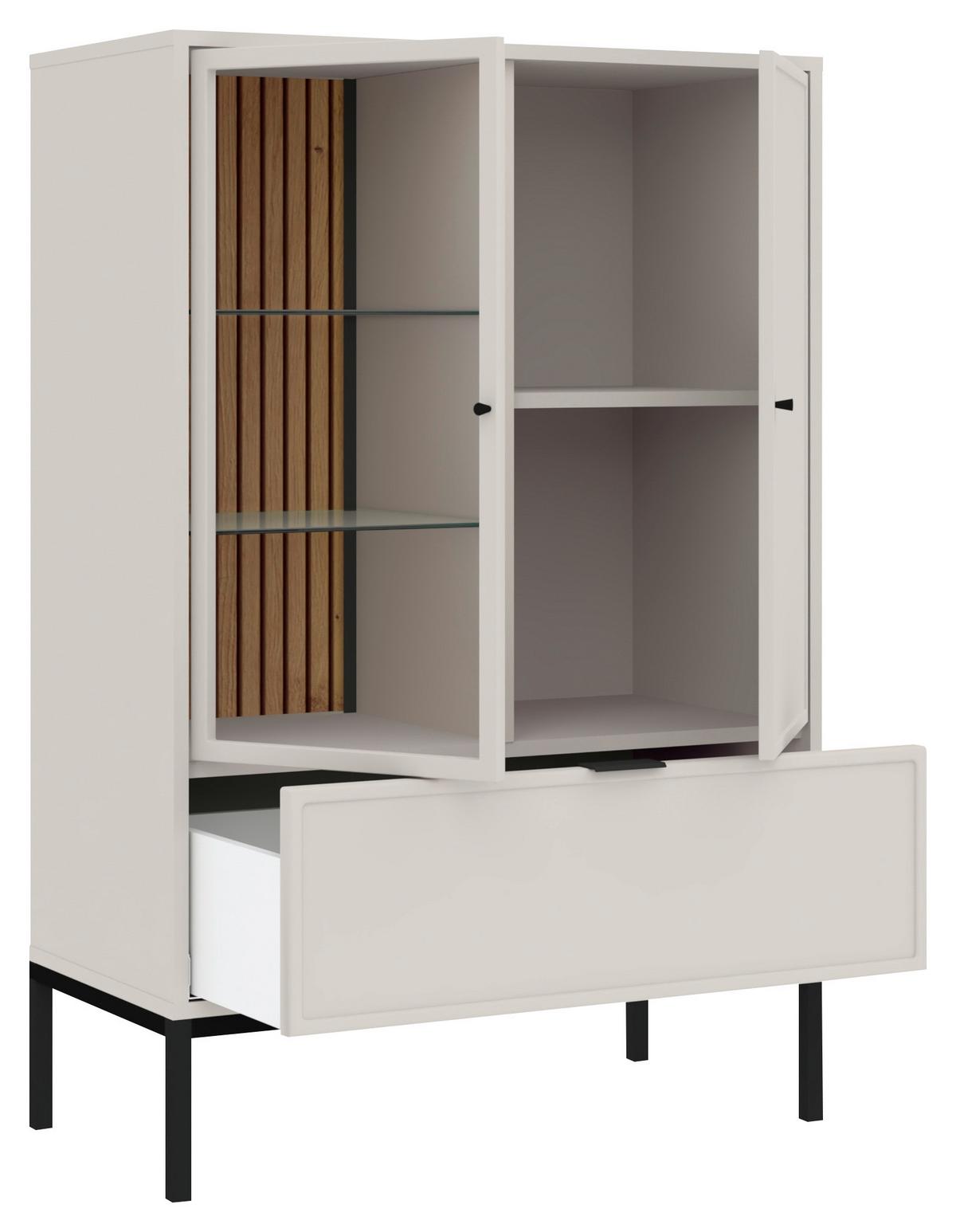 Vitrine Deco Schwarz/Kaschmir B: 76cm - Kaschmir/Schwarz, Design, Glas/Holzwerkstoff (76/115,5/40cm) - MID.YOU