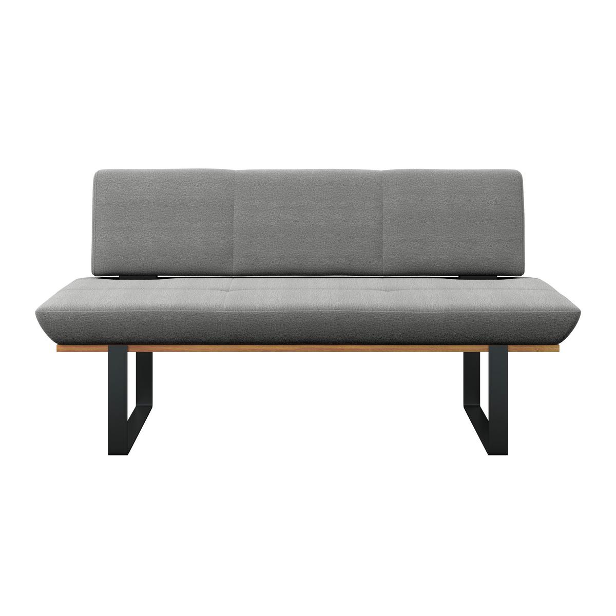 Sitzbank Tristan Webstoff hellgrau, B: 170cm - Hellgrau/Schwarz, MODERN, Holz/Textil (170/48/90cm) - James Wood