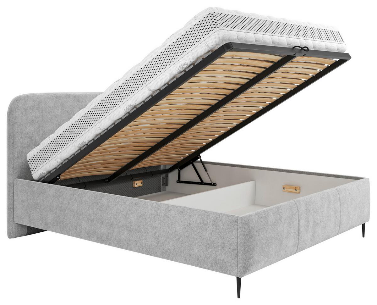 Polsterbett Bendi II - Hellgrau/Schwarz, MODERN, Holz/Holzwerkstoff (180/200cm) - MID.YOU