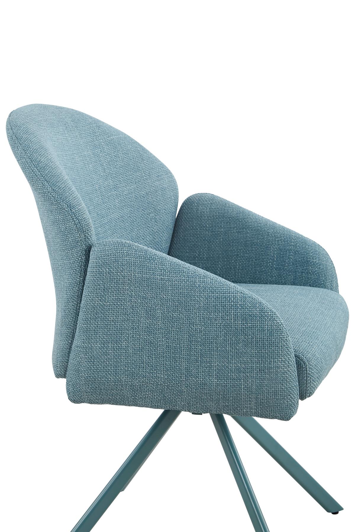 Armlehnstuhl-set Holly S 2er-Set - Petrol, MODERN, Textil/Metall (56,5/84/61cm) - MID.YOU