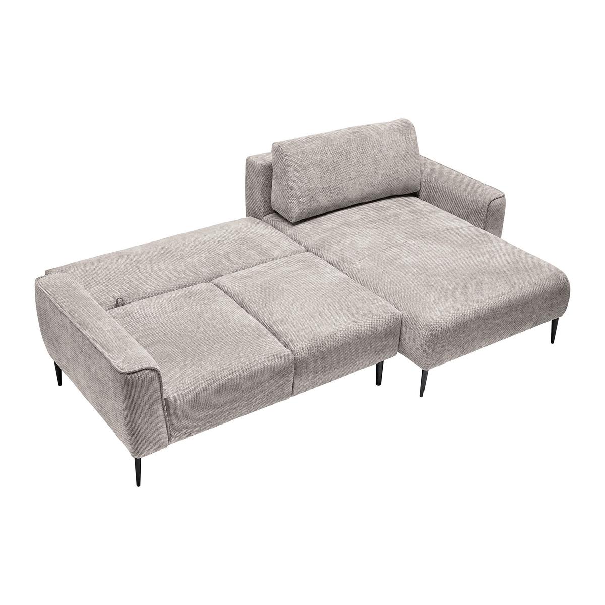 Rohová sedačka CUSTOM, pravá, světle šedá žinylka - černá/světle šedá, Moderní, kov/textil (255/164cm) - Mömax