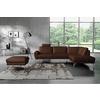 Ecksofa Springer D. Braun Schwarz, S: 273 cm - Chromfarben/Dunkelbraun, Design, Leder (273/250cm) - Livetastic