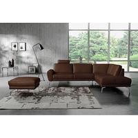 Ecksofa Springer D. Braun Schwarz, S: 273 cm - Chromfarben/Dunkelbraun, Design, Leder (273/250cm) - Livetastic