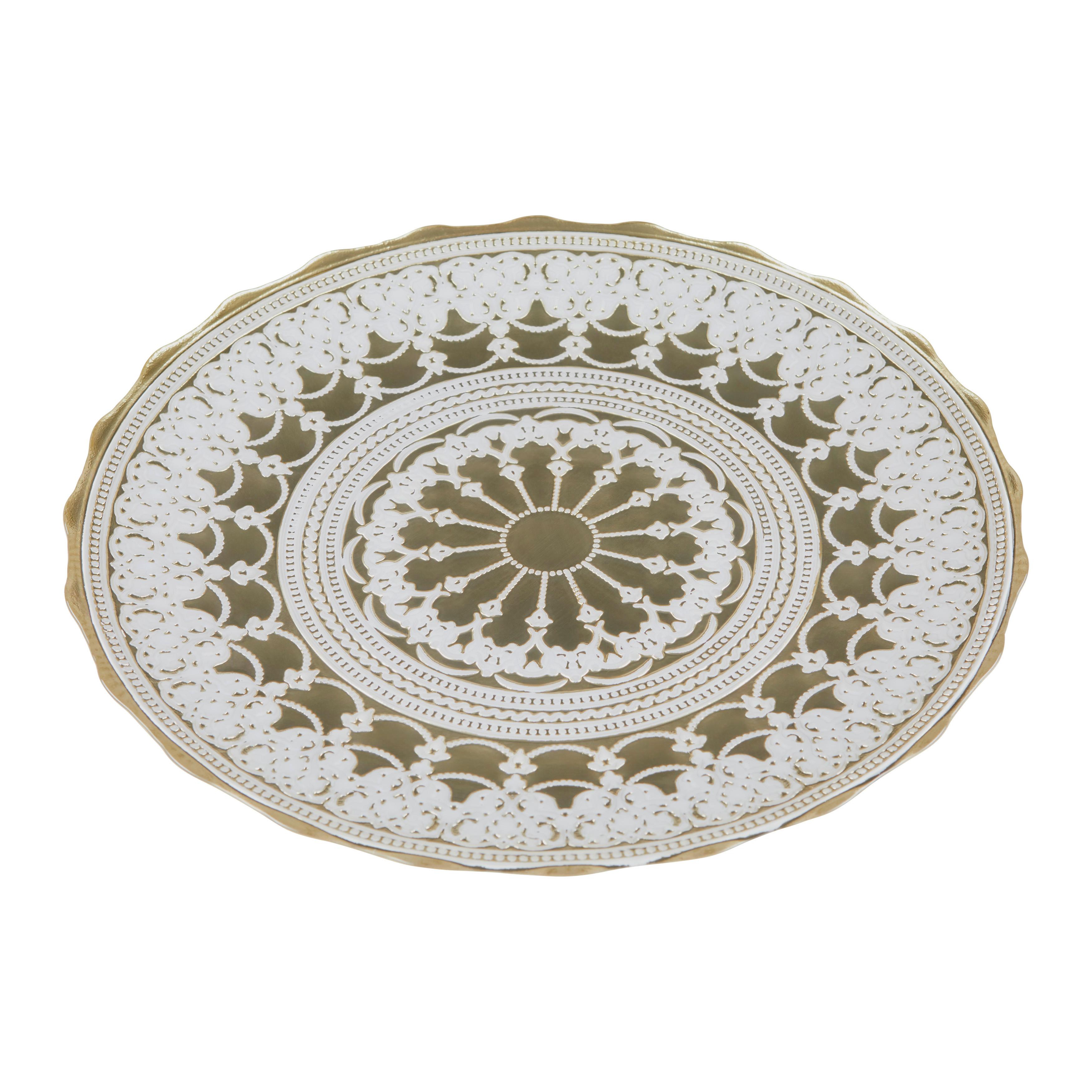 Platzteller Finia - Goldfarben/Creme, Design, Glas (33cm) - Luca Bessoni