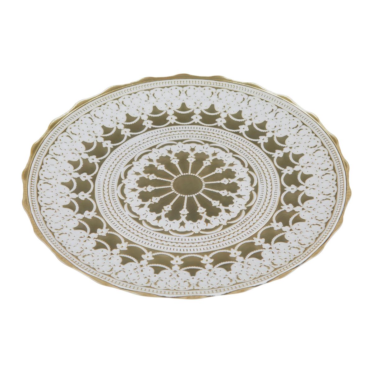 Platzteller Finia - Goldfarben/Creme, Design, Glas (33cm) - Luca Bessoni