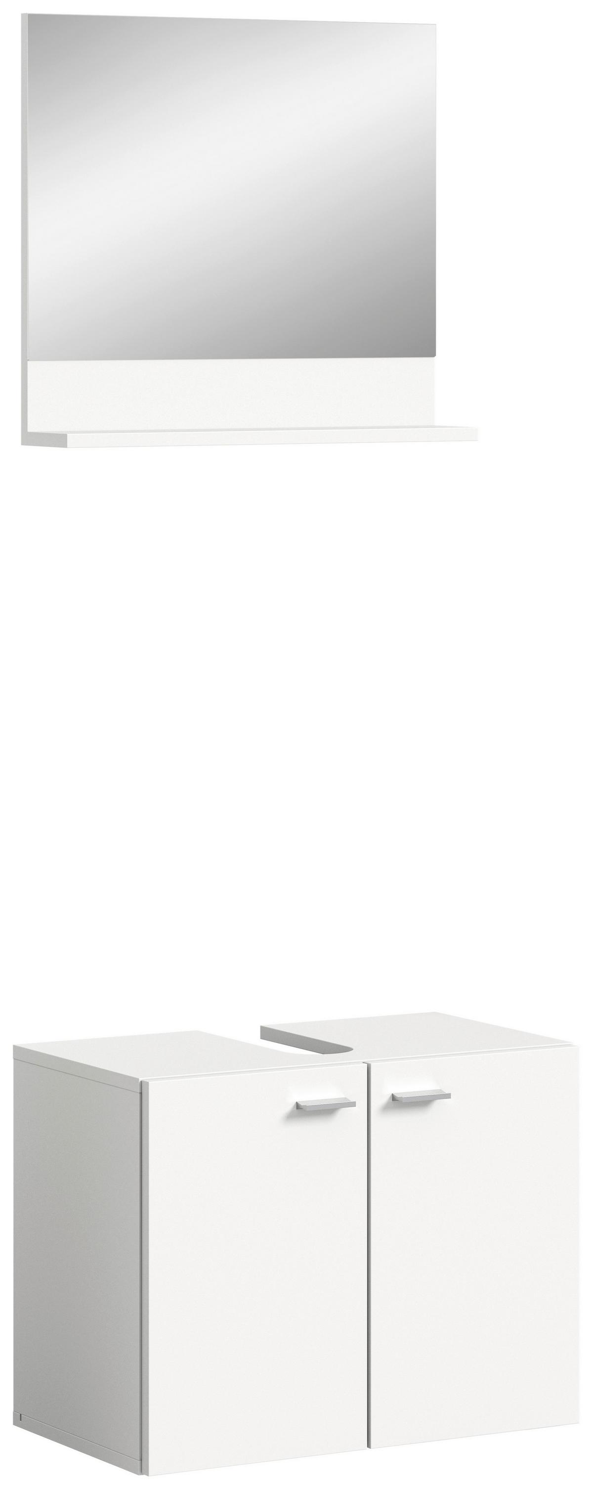 Badezimmer Boston Weiß B: 57 cm - Silberfarben/Weiß, MODERN, Glas/Holzwerkstoff (57cm) - MID.YOU