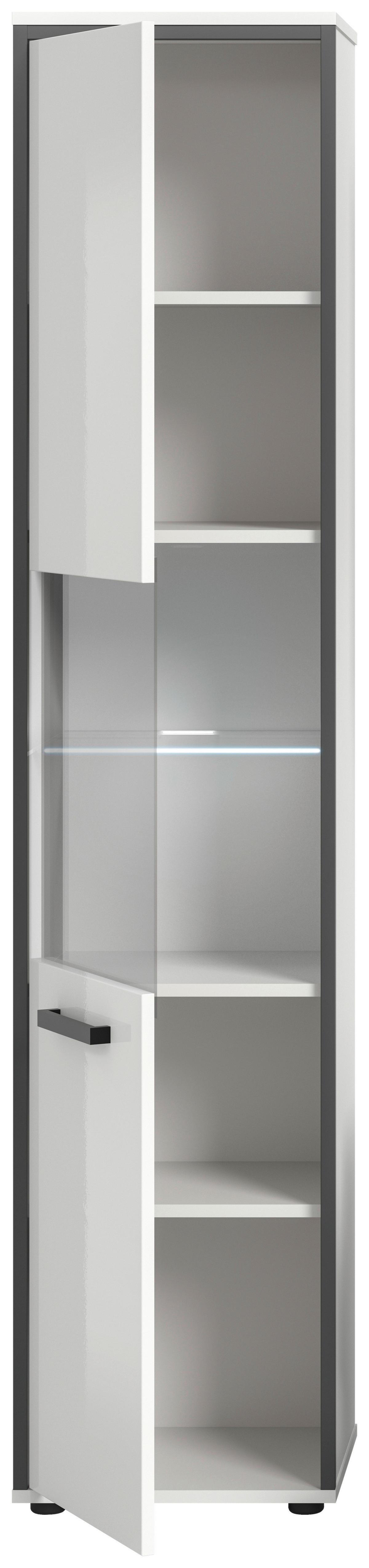 Hochschrank Kojak, Weiß Hochglanz B: 40 Cm - Weiß Hochglanz/Schwarz, MODERN, Holzwerkstoff (40/188/34cm) - MID.YOU