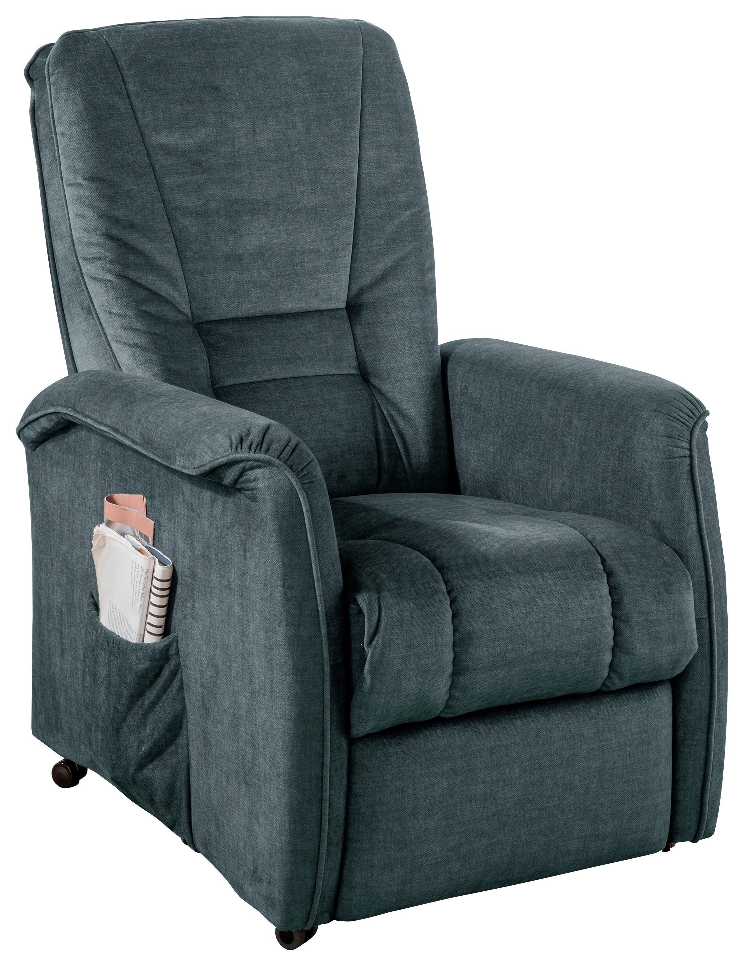 Fernsehsessel Harry Dunkelblau B: 77 cm - Schwarz/Braun, Design, Textil (77/107/88cm) - Livetastic