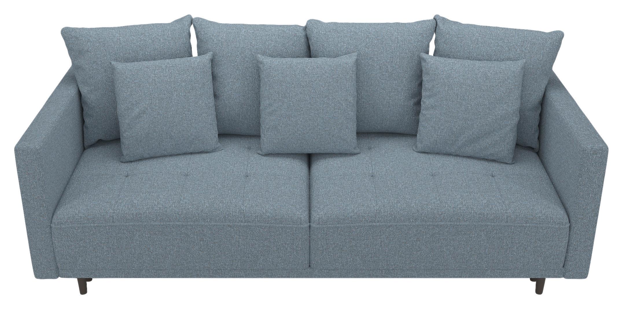 3-Sitzer Sofa mit Schlaffunktion Sofia B: 223 cm - Türkis/Schwarz, Design, Textil (223/96/95cm) - MID.YOU