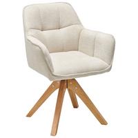 Armlehnstuhl Kerry Beige gepolstert - Eichefarben/Beige, LIFESTYLE, Holz/Textil (61/85/63cm) - Livetastic