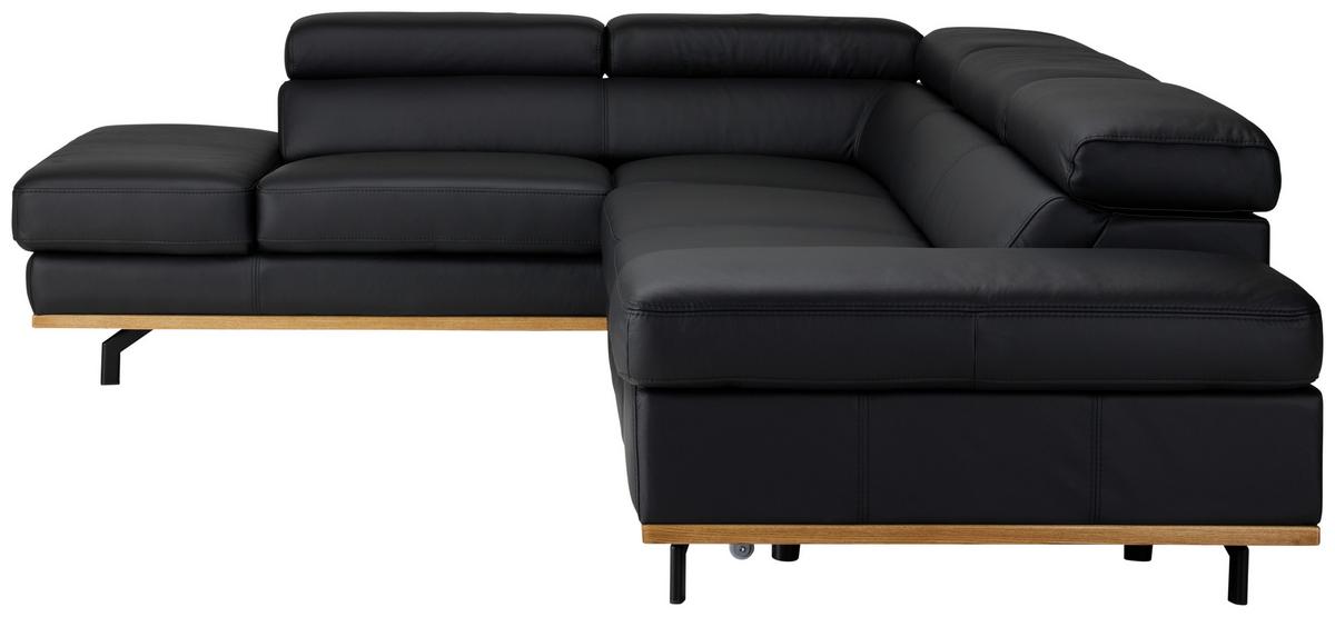 Rohová sedačka CARMEN, ľavá, čierna koža MADRAS - čierna, Modern, kov/koža (292/72/226cm) - Premium Living