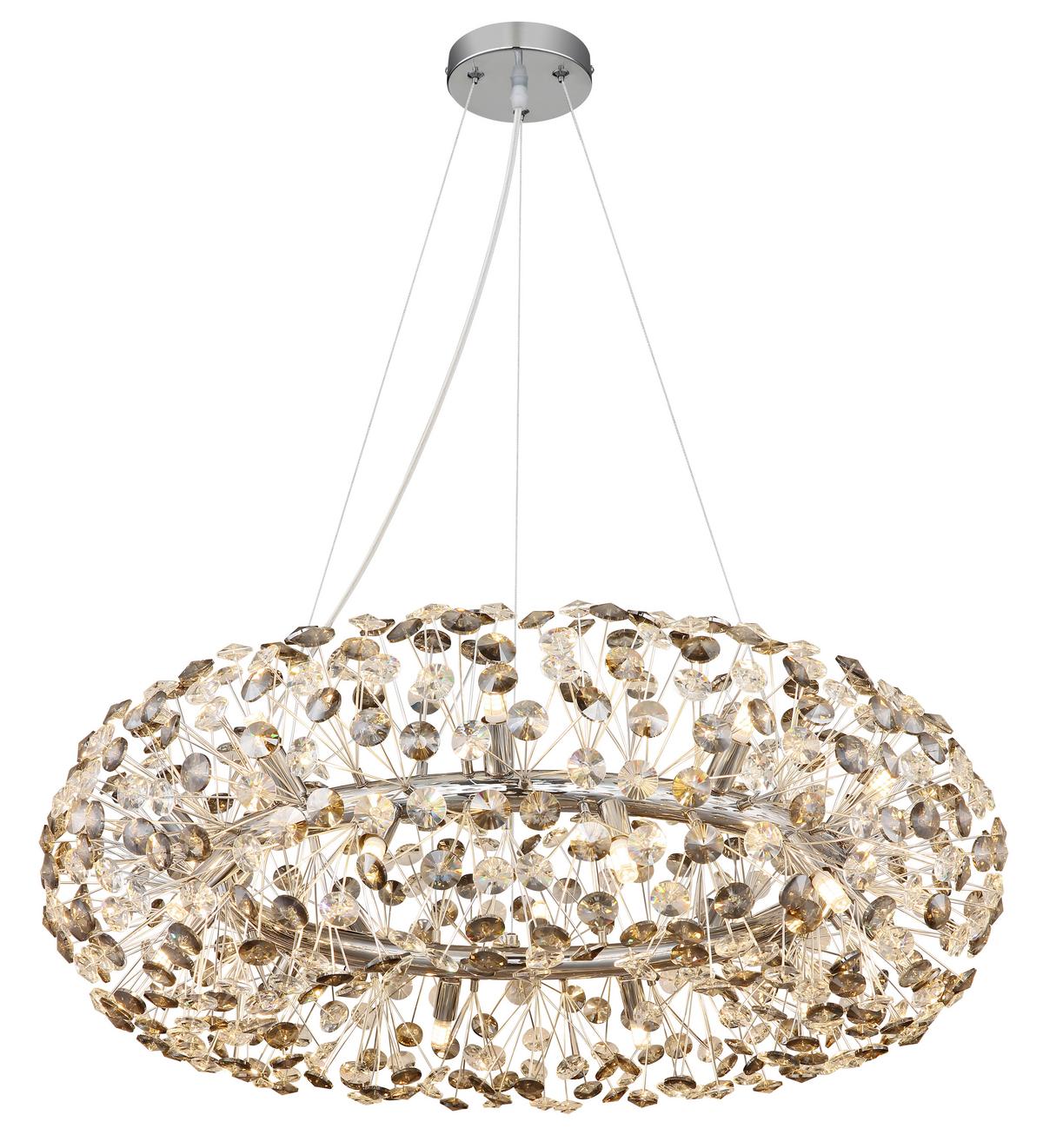 Kristal-Hängeleuchte Hangina Metall/Kunststoff/Glas - Klar/Chromfarben, LIFESTYLE, Glas/Kunststoff (80/150cm) - Globo