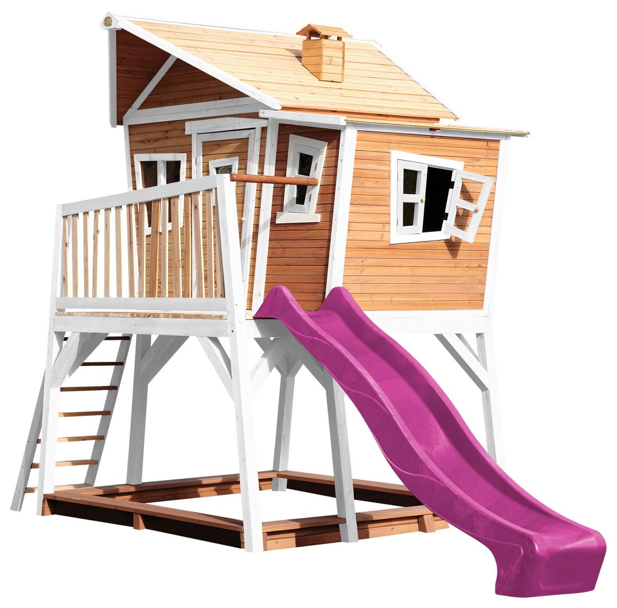 Spielturm A030.150.41 - Lila/Braun, KONVENTIONELL, Holz (432/288/193cm) - Ambia Garden