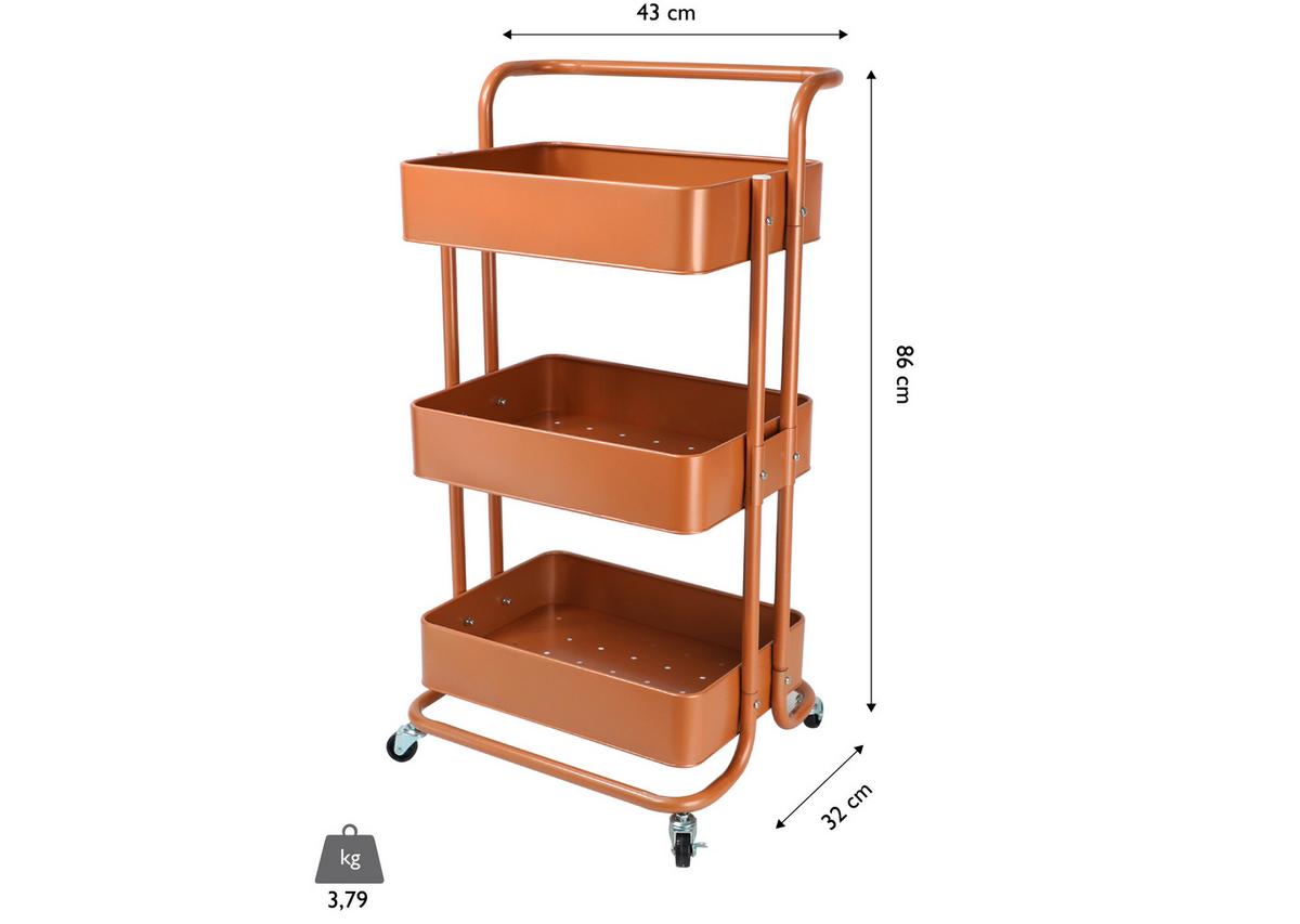 Servierwagen Danao - Kupferfarben, Basics, Metall (43/32/86cm) - Echtwerk