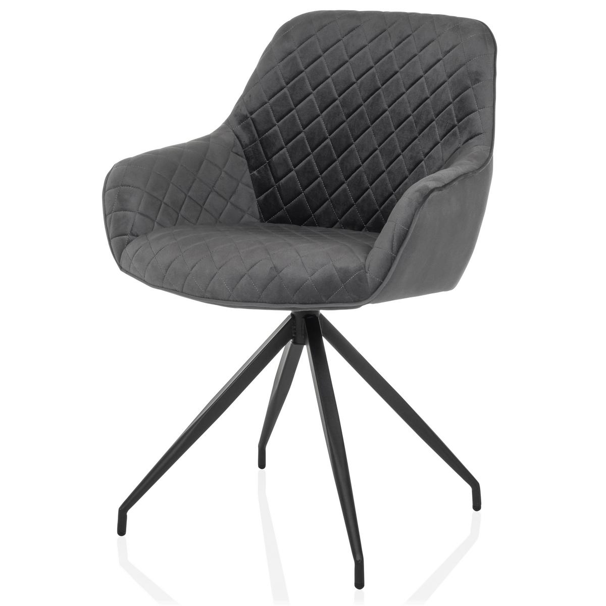 Armlehnstuhl Elverum Grau B: 58 Cm - Schwarz/Grau, MODERN, Textil/Metall (58/87/57cm) - MID.YOU