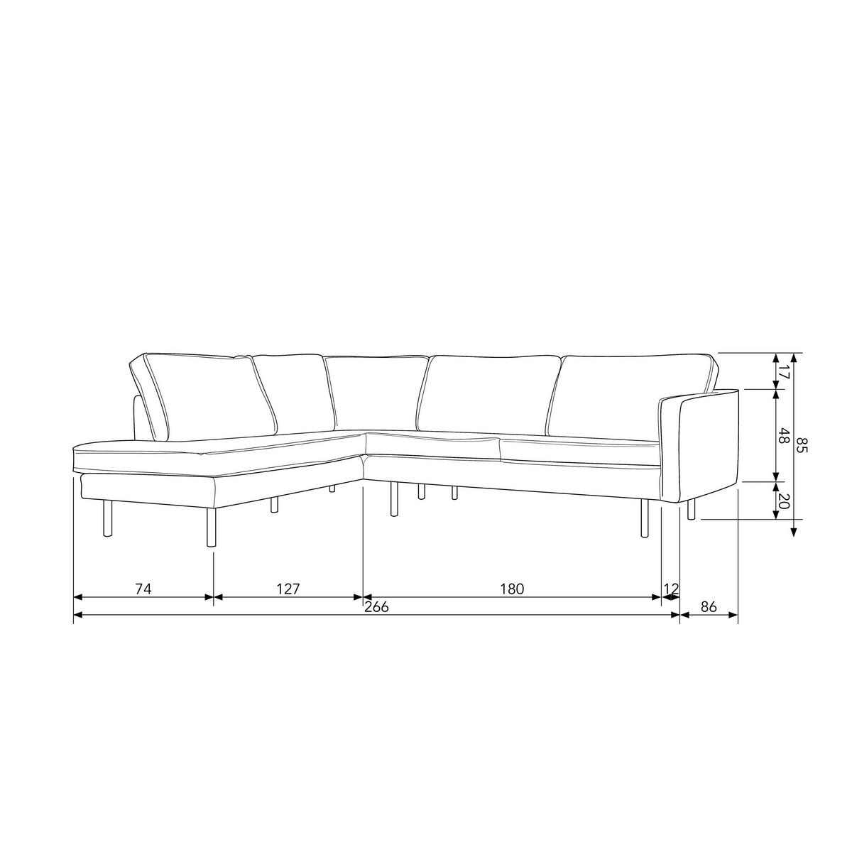 Ecksofa Rodeo Cognac S: 213x266cm - Cognac/Schwarz, Design, Leder/Textil (213/266cm) - Livetastic