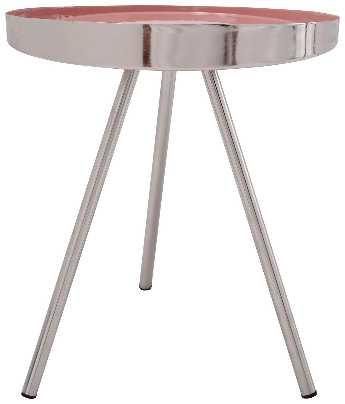 Beistelltisch Morrison 725 Rosa/Silberfarben B: 41 cm - Silberfarben/Rosa, Design, Metall (41/47cm) - Kayoom
