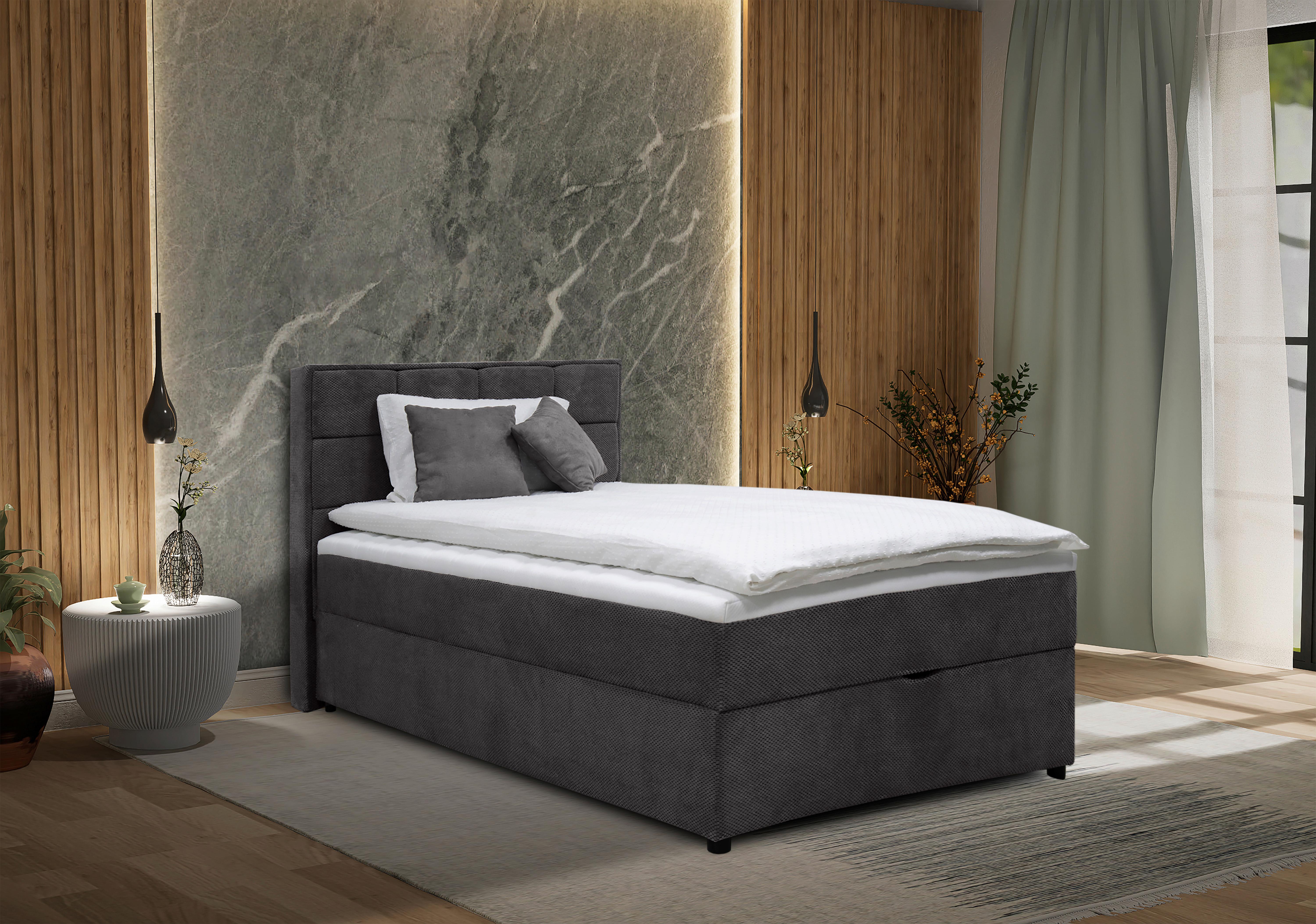 Boxbett mit Bettkasten Catania 140x200 cm Anthrazit - Anthrazit, MODERN, Holz/Holzwerkstoff (140/200cm) - MID.YOU