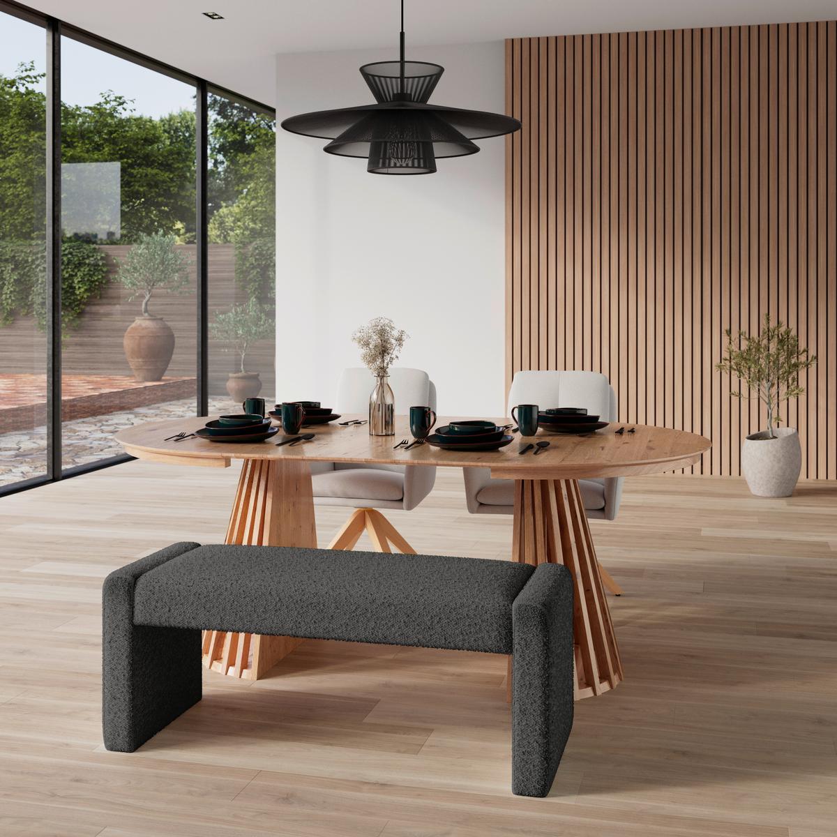SEDACÍ LAVICE ANDREA - šedá, Moderní, dřevo/textil (123/50/45cm) - Bessagi Home