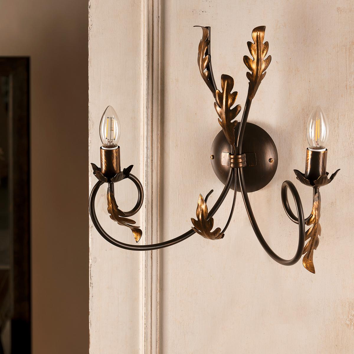 Wandleuchte Gretel Cognac L: 40 cm - Cognac, KONVENTIONELL, Metall (40/25/40cm)
