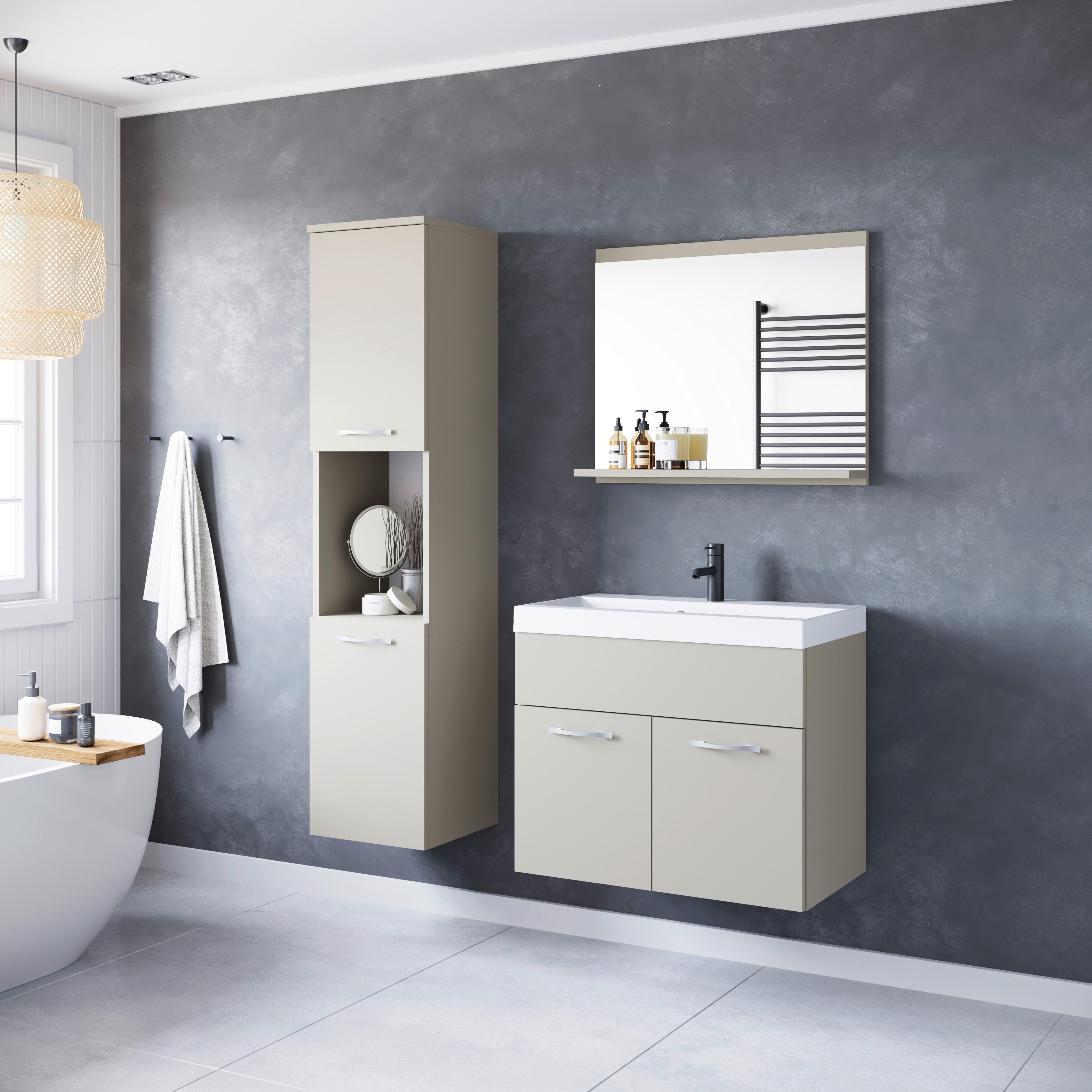 Badmöbel-Set 4-Tlg. Montreal Beige/Kaschmir B: 90,2 cm - Kaschmir/Beige, LIFESTYLE, Holzwerkstoff (90,2/132,8/35cm) - P & B