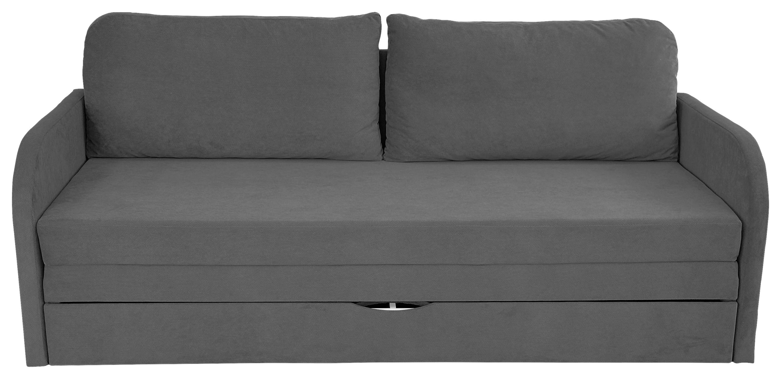Schlafsofa mit Bettkasten Milan Dunkelgrau B: 203 cm - Dunkelgrau/Schwarz, Design, Textil (203/77/86cm) - MID.YOU