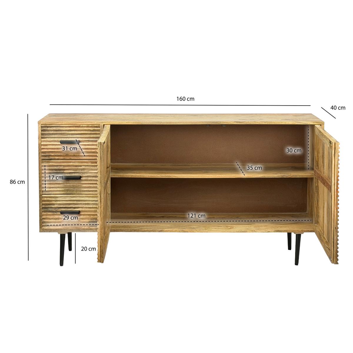 SIDEBOARD Braun B: 160cm - Schwarz/Braun, Design, Holz (160/40/86cm) - Livetastic