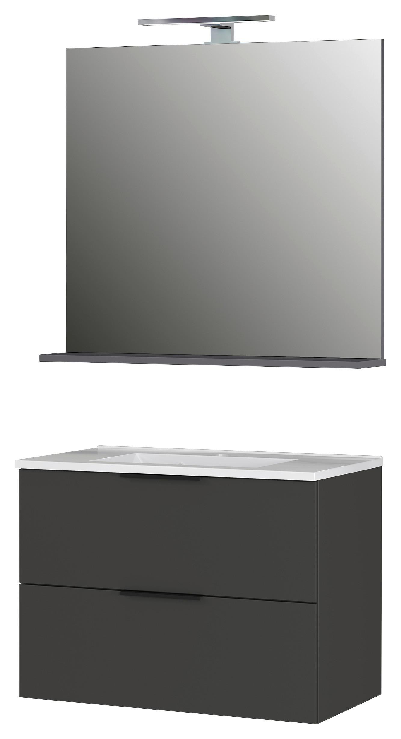 Badezimmer Graphitfarben/Weiß, B: 81 cm - Graphitfarben/Weiß, MODERN, Holzwerkstoff/Stein (81cm) - Germania